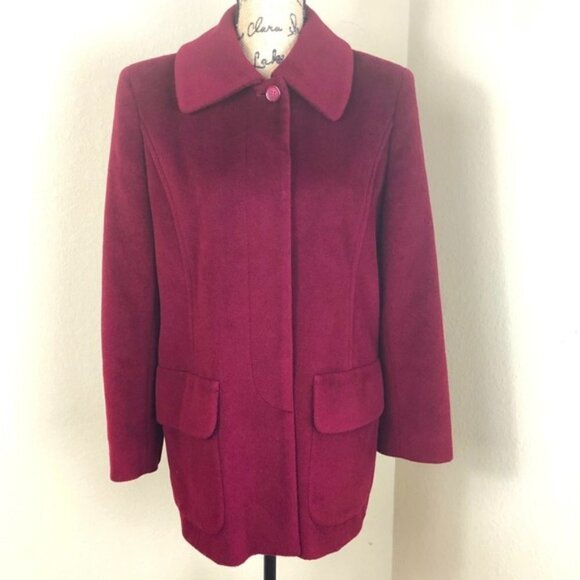Cinzia Rocca Cranberry Red Wool Coat Jacket 10 - Picture 1 of 12
